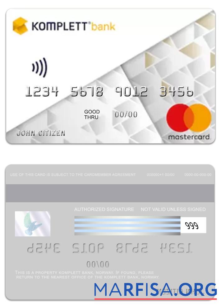 Printable Norway Komplett Bank mastercard download for verification